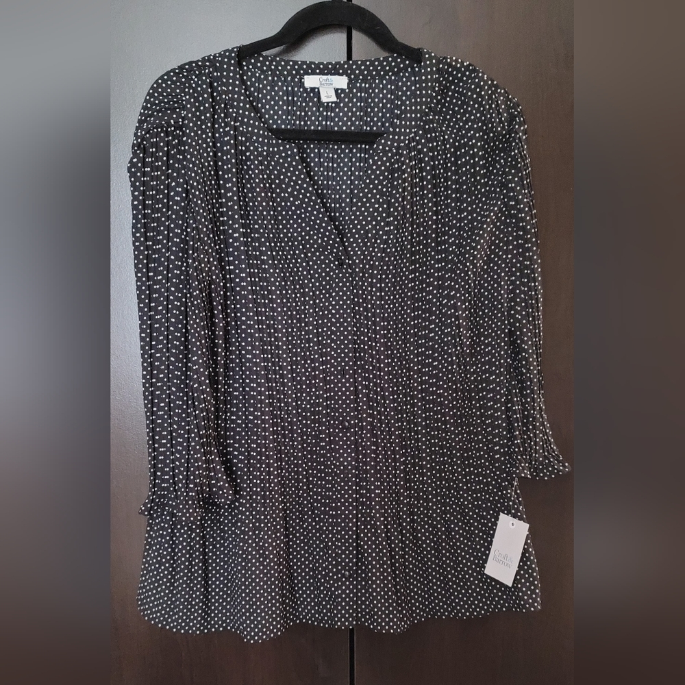 Black polka-dot blouse